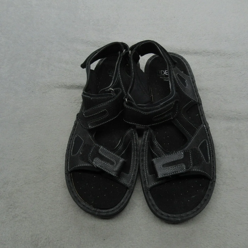 Fidelio Men 11 Hanno Sandals‎ BLK Leather Adjustable Straps Walking comfort EU44